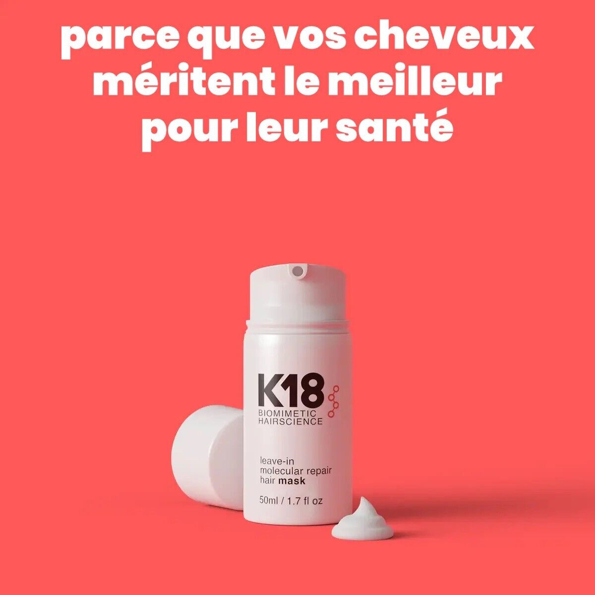 K18 Hair Mask - Réparation Moleculaire pour des Cheveux Abîmés 50ML